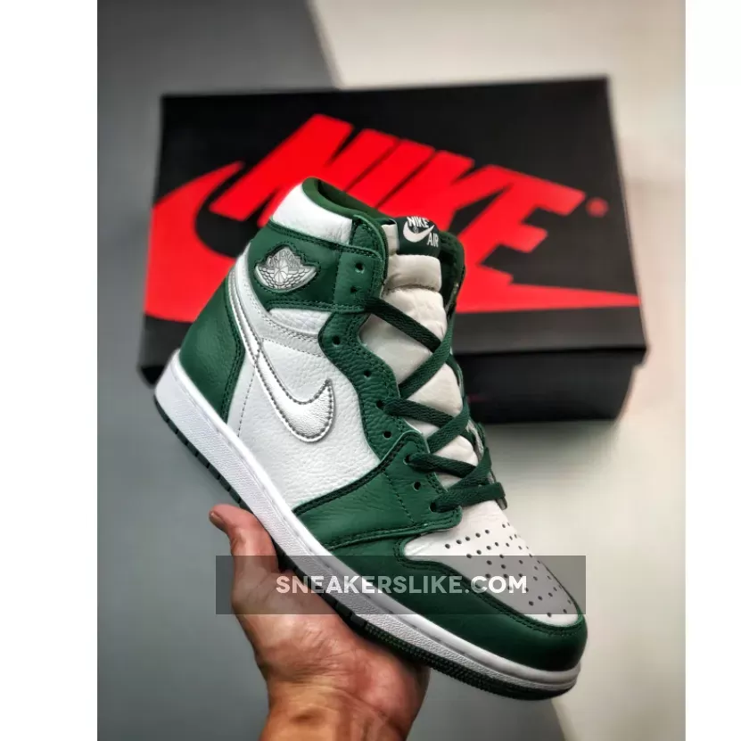 Air Jordan 1 High OG Gorge Green/White-Metallic Silver Jordan 1 With Silver Swoosh