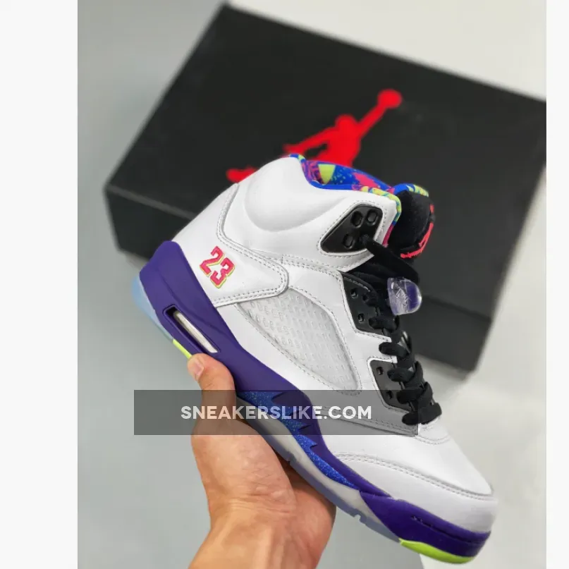 Air Jordan 5 Retro Alternate Bel-air WHITE/COURT PURPLE-RACER PINK-GHOST GREEN AJ5 #fresh prince of bel air 5s