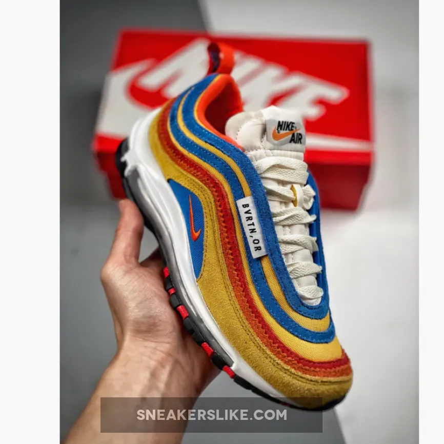 Kids Nike Air Max 97 SE Running Club Yellow Blue DH1085-700 / air max 97 se 'running club'