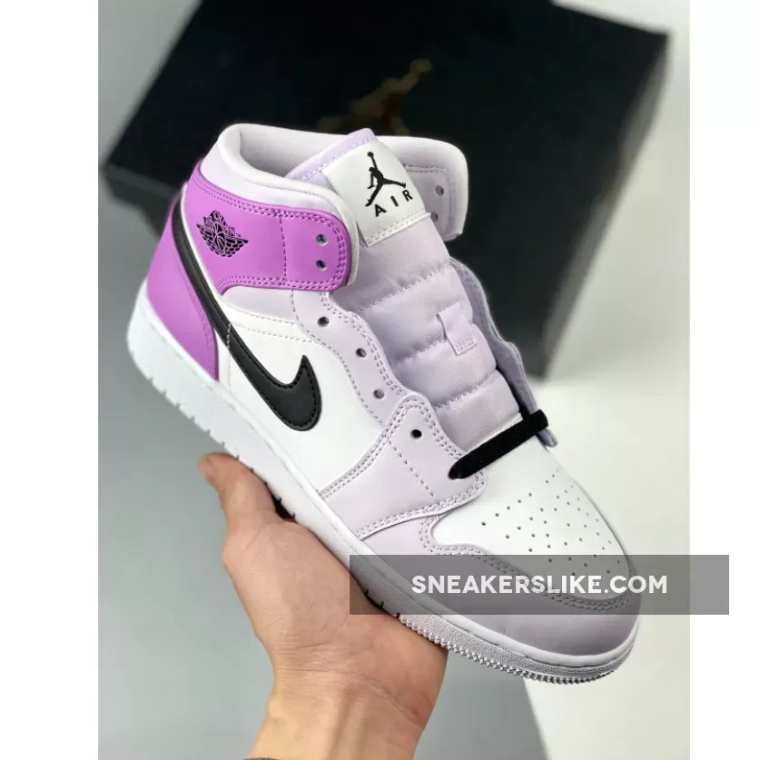 Air Jordan 1 Mid Barely Grape/Black-White DQ8423-501 #pink and orange jordans 1