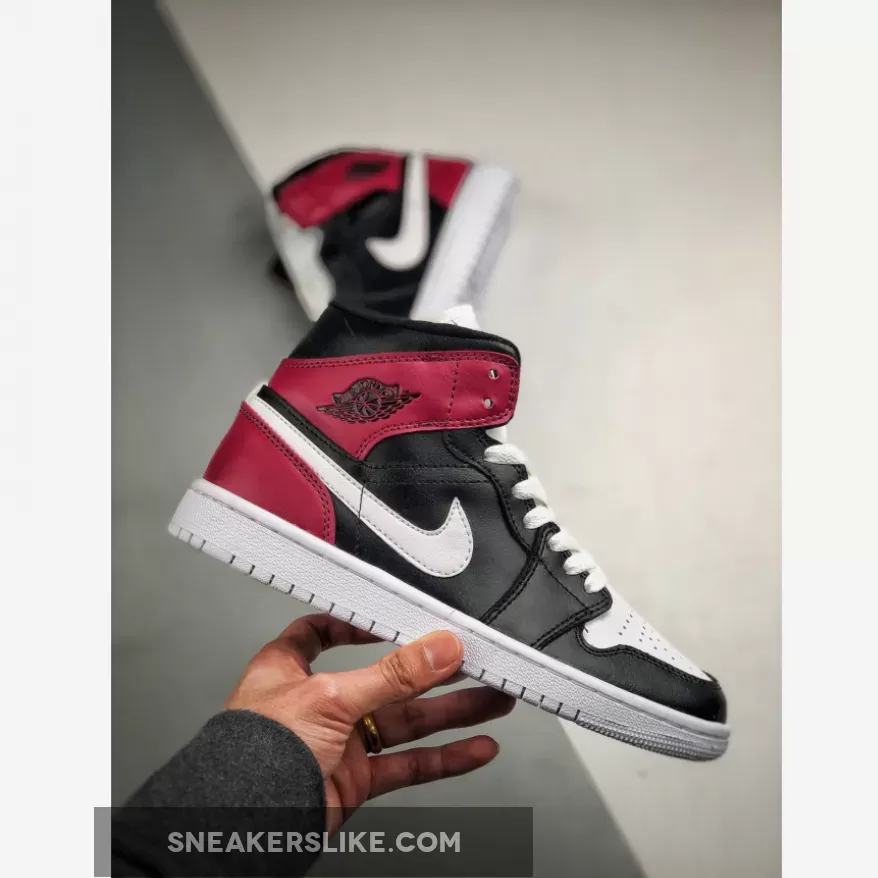 Air Jordan 1 Mid WMNS Black/White-Noble Red For Sale