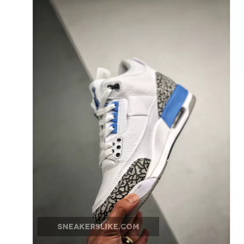 Air Jordan 3 'UNC' White/Valor Blue-Tech Grey CT8532-104 carolina jordan shoes