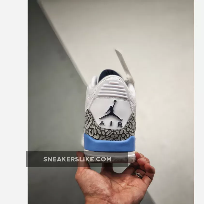Air Jordan 3 'UNC' White/Valor Blue-Tech Grey CT8532-104 carolina jordan shoes