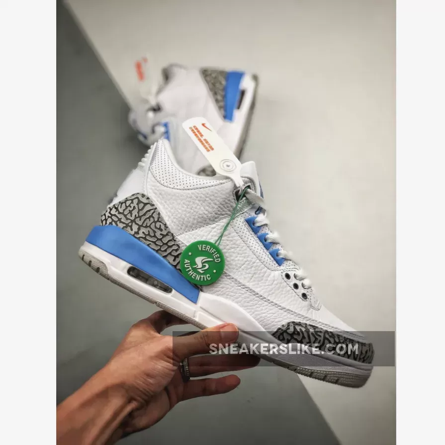 Air Jordan 3 'UNC' White/Valor Blue-Tech Grey CT8532-104 carolina jordan shoes