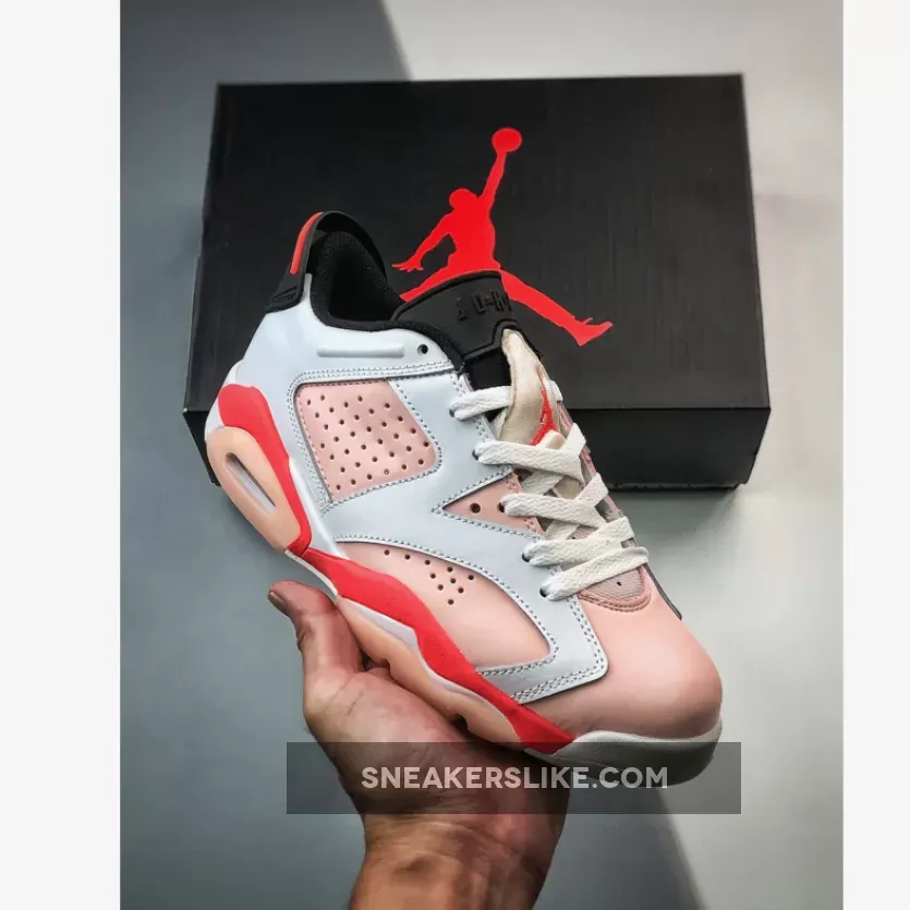 Air Jordan 6 Low GS White/Atmosphere-Infrared 23-Black Jordan 6 Lows Pink