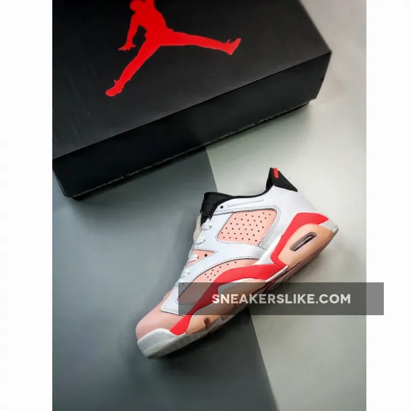 Air Jordan 6 Low GS White/Atmosphere-Infrared 23-Black Jordan 6 Lows Pink