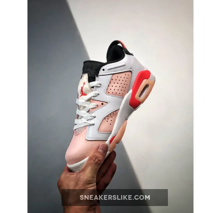Air Jordan 6 Low GS White/Atmosphere-Infrared 23-Black Jordan 6 Lows Pink