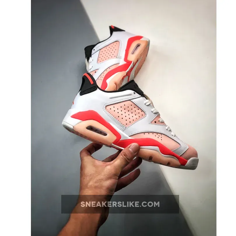 Air Jordan 6 Low GS White/Atmosphere-Infrared 23-Black Jordan 6 Lows Pink