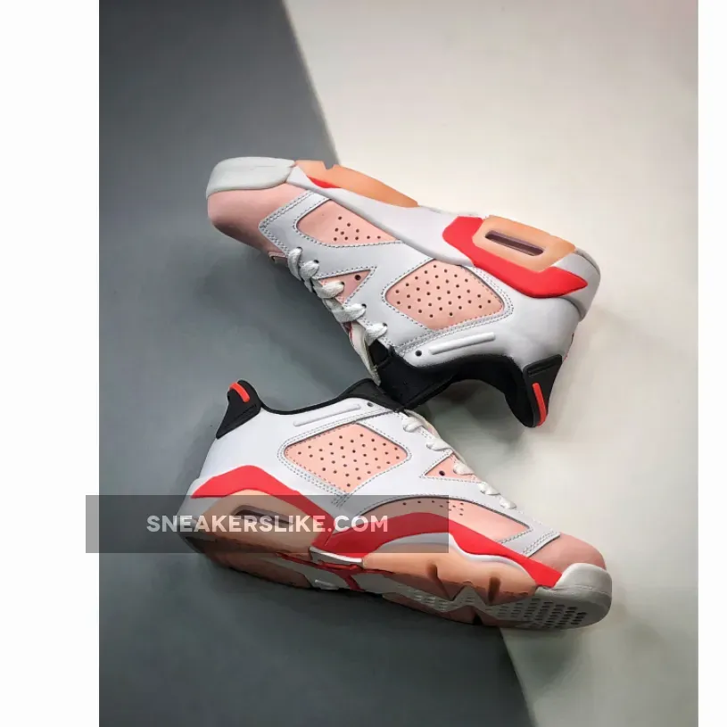 Air Jordan 6 Low GS White/Atmosphere-Infrared 23-Black Jordan 6 Lows Pink