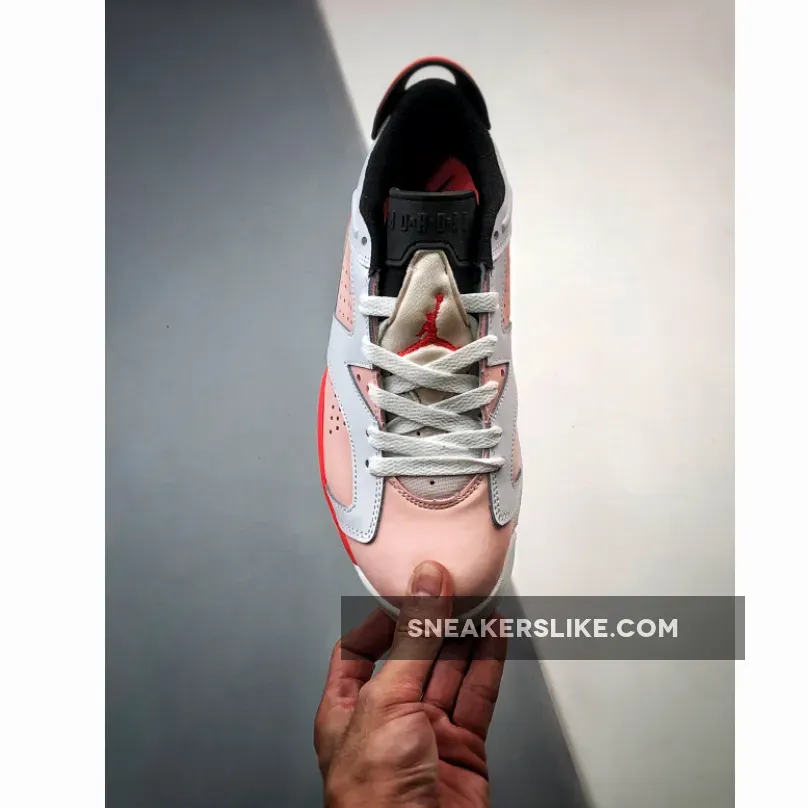 Air Jordan 6 Low GS White/Atmosphere-Infrared 23-Black Jordan 6 Lows Pink
