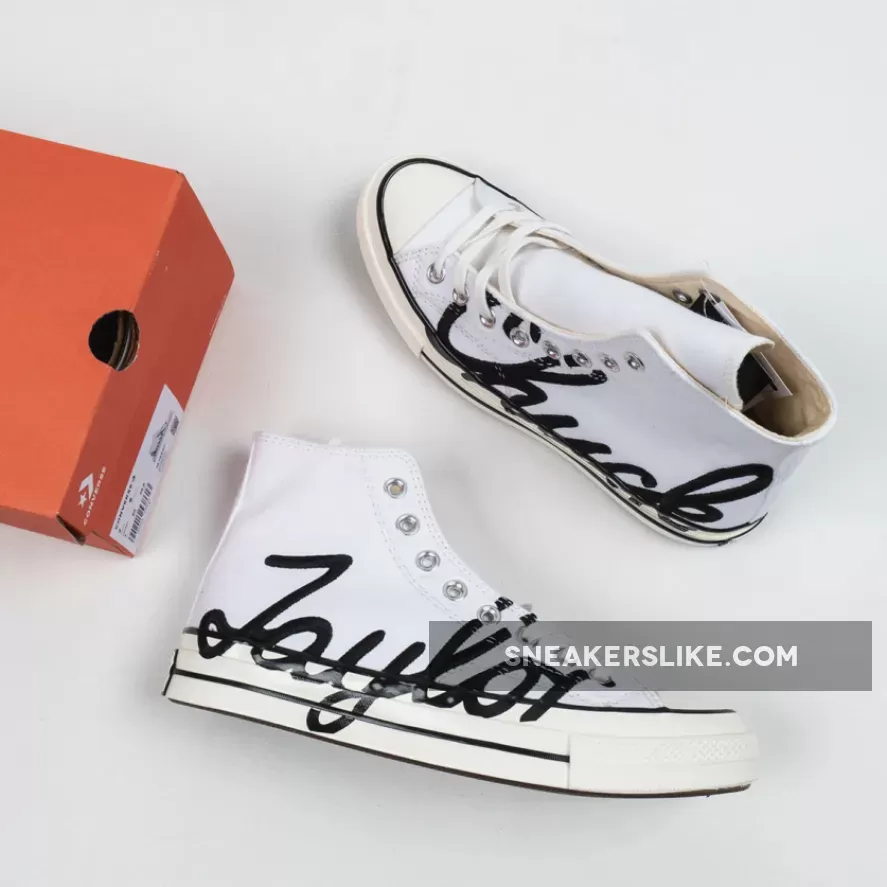Converse Chuck 70 High 'Scripted Signature Print White Egret' chuck 70 high top white