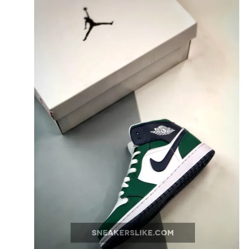Air Jordan 1 Mid 'Seahawks' Noble Green/Midnight Navy-White / aj 1 noble green
