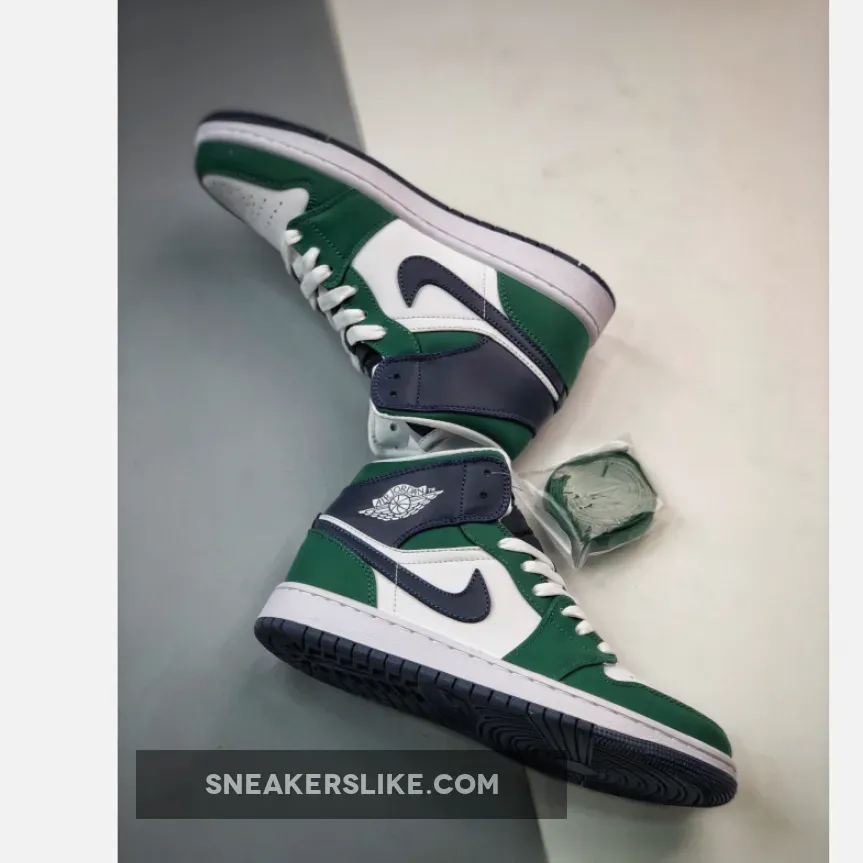 Air Jordan 1 Mid 'Seahawks' Noble Green/Midnight Navy-White / aj 1 noble green