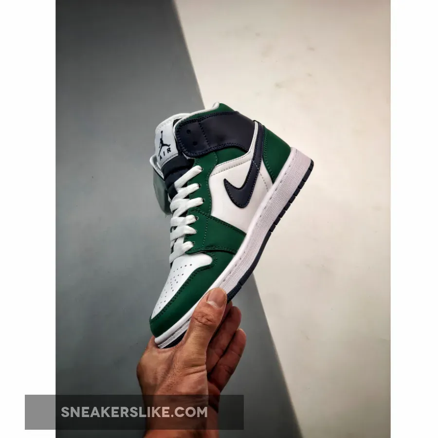 Air Jordan 1 Mid 'Seahawks' Noble Green/Midnight Navy-White / aj 1 noble green
