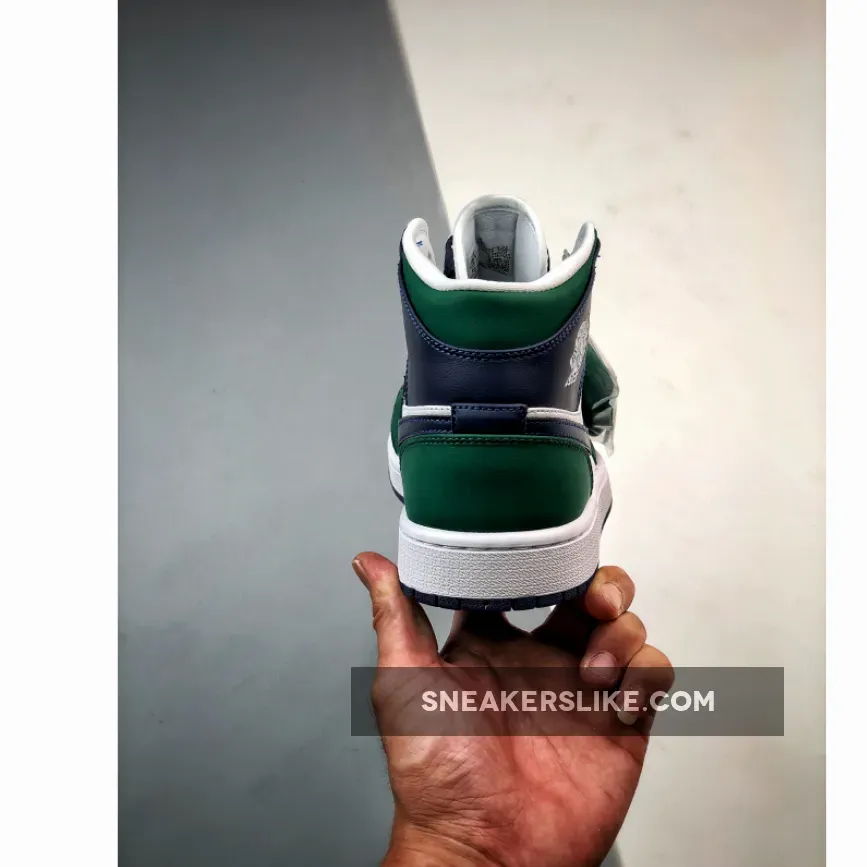 Air Jordan 1 Mid 'Seahawks' Noble Green/Midnight Navy-White / aj 1 noble green