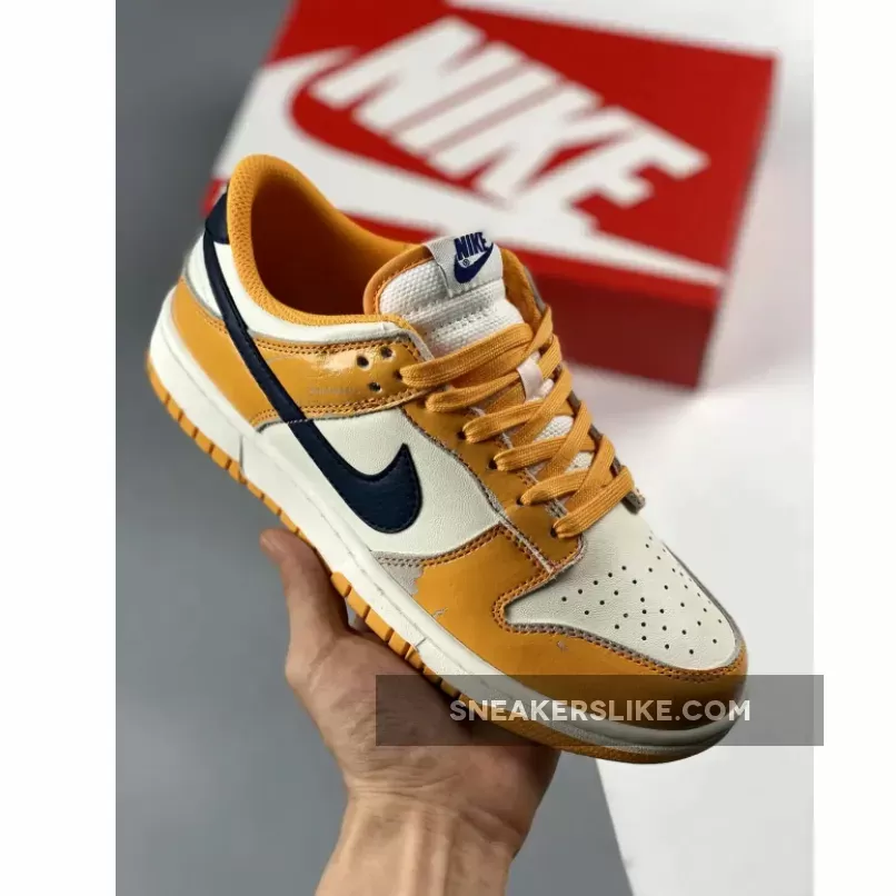 Yellow Nike Dunk / Nike Dunk Low 'Wear and Tear' Laser Orange/Midnight Navy FN3418-100