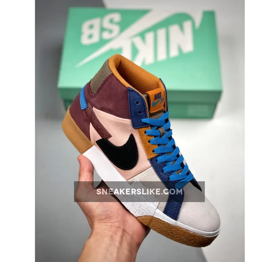 Nike SB Blazer Mid 'Mosaic' Dark Wine/Pink Oxford/Cashmere/Black #nike sb zoom blazer mid premium dark wine