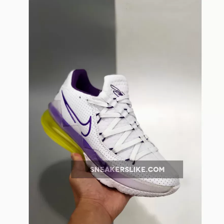 Nike LeBron 17 Low 'Lakers Home' White/Voltage Purple-Dynamic Yellow CD5007-102 To Buy