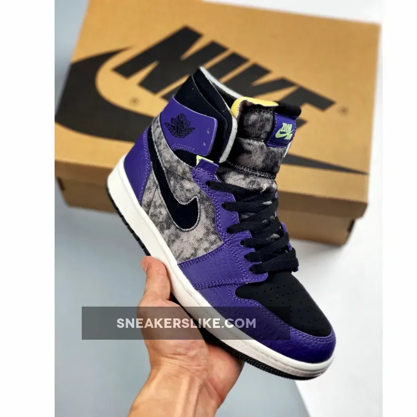 Air Jordan 1 Zoom Cmft Bayou Boys Court Purple/Black/Electric Green AJ1 - lime jordan 1