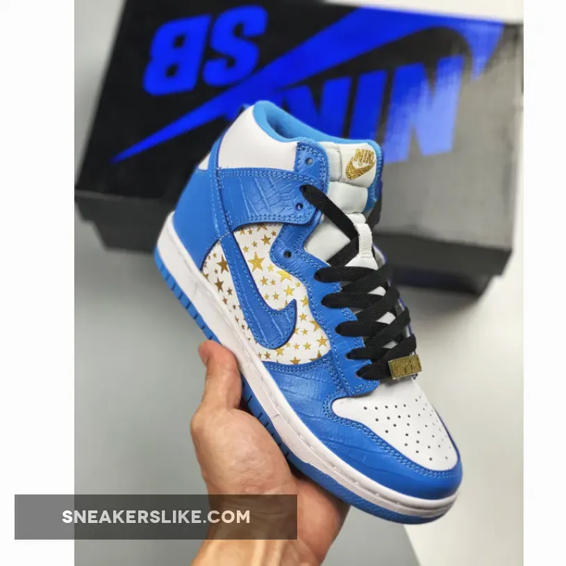 Supreme x Nike SB Dunk High Pro White/University Blue #university blue dunk high