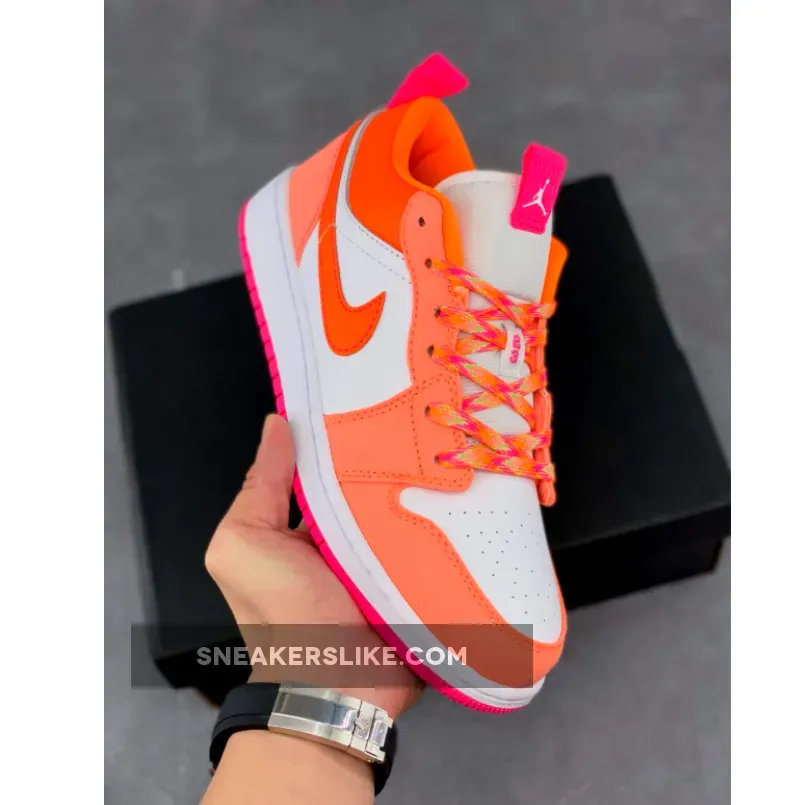 Grade School Air Jordan 1 Low Utility Hyper Crimson #pink and white jordan lows