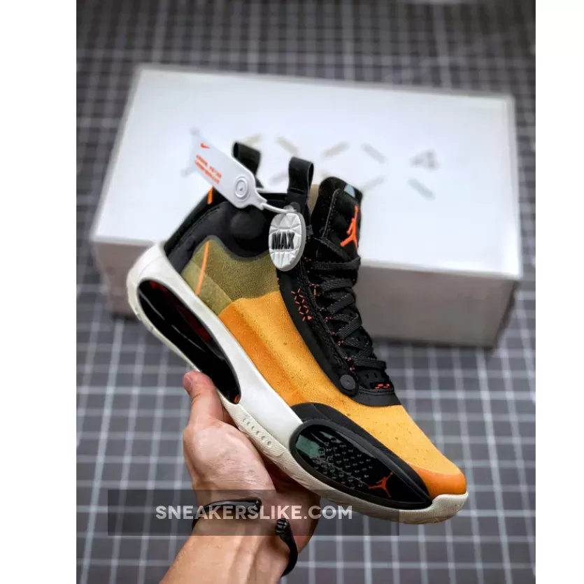 Air Jordan 34 Amber Rise/Black-Sail-Metallic Silver