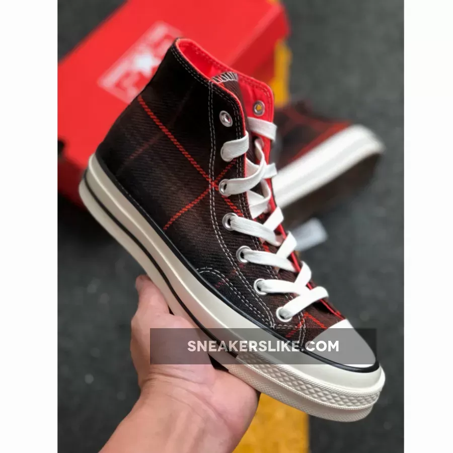 Converse Plaid Chuck 70 High Top Black/Bright Crimson/Egret / plaid converse