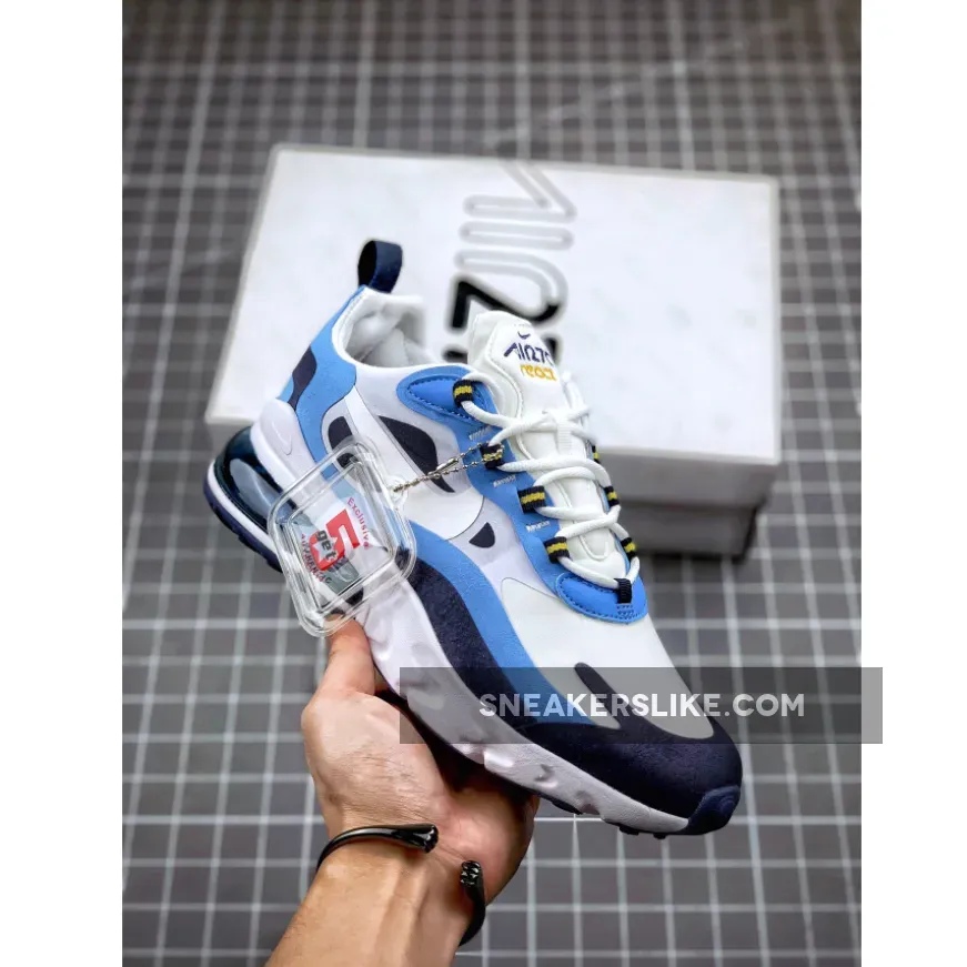 Nike Air Max 270 React White/Light Blue-Obsidian air max 270 react unc