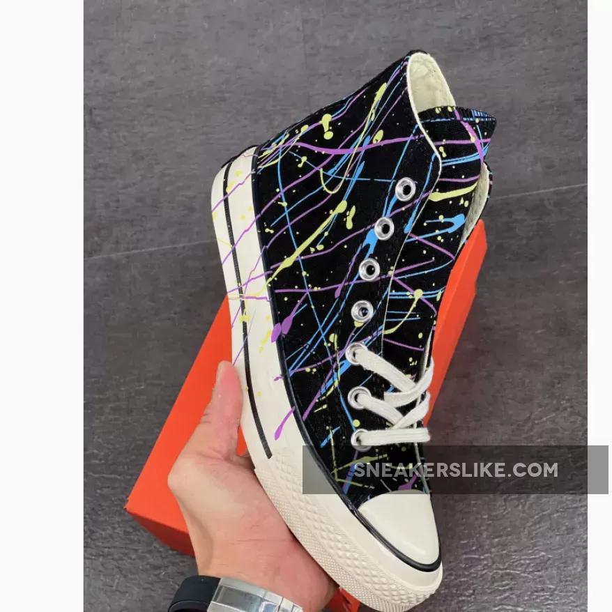 Converse Chuck 70 Hi Paint-Splattered Black #converse splatter paint