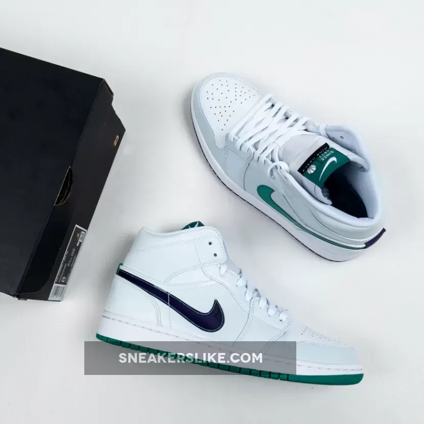 Jordan 1 Mid Nike Hoops White Green WMNS CW5853-100 Aj 1 Mid Mindfulness
