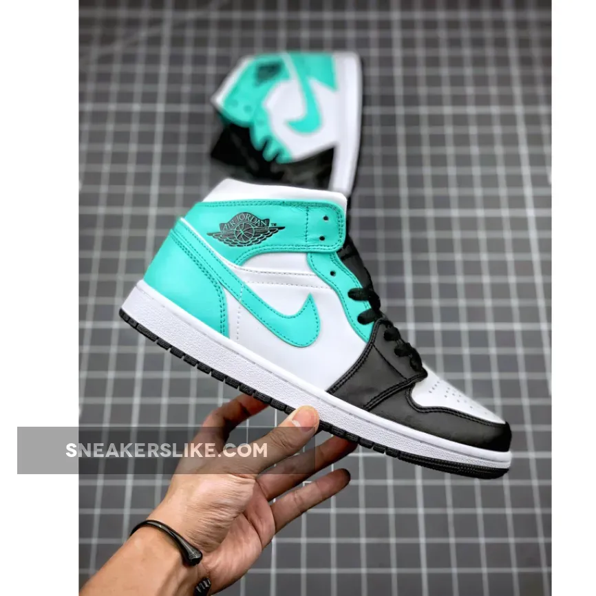 Air Jordan 1 Mid White/Black/Island Green nike jordans green and black