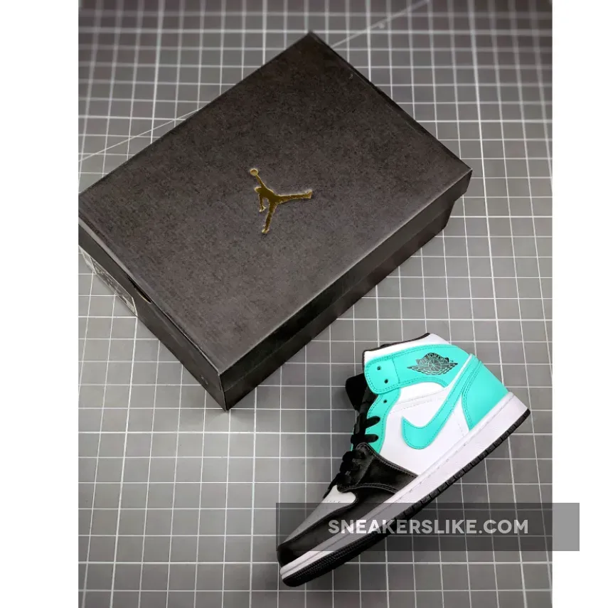 Air Jordan 1 Mid White/Black/Island Green nike jordans green and black