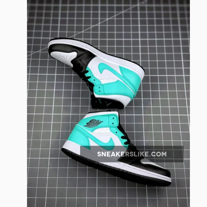 Air Jordan 1 Mid White/Black/Island Green nike jordans green and black