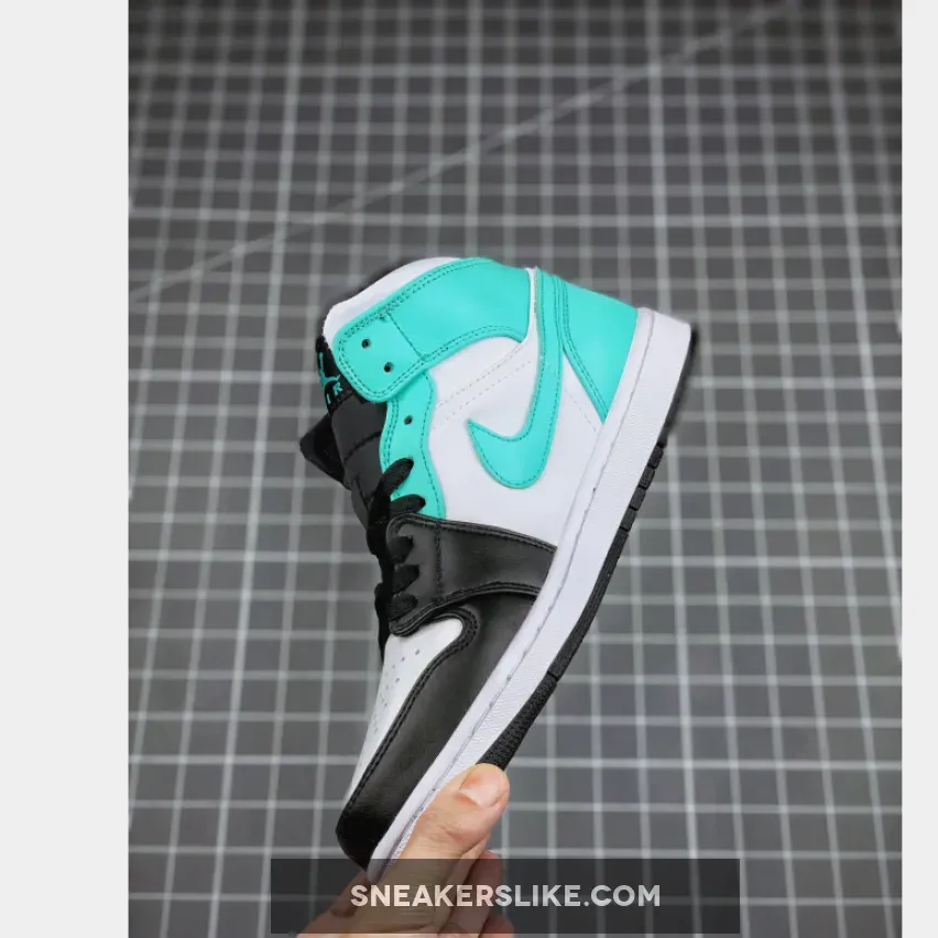 Air Jordan 1 Mid White/Black/Island Green nike jordans green and black