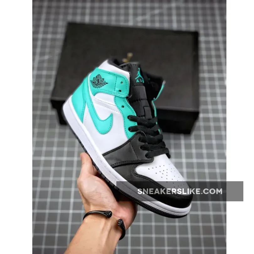 Air Jordan 1 Mid White/Black/Island Green nike jordans green and black