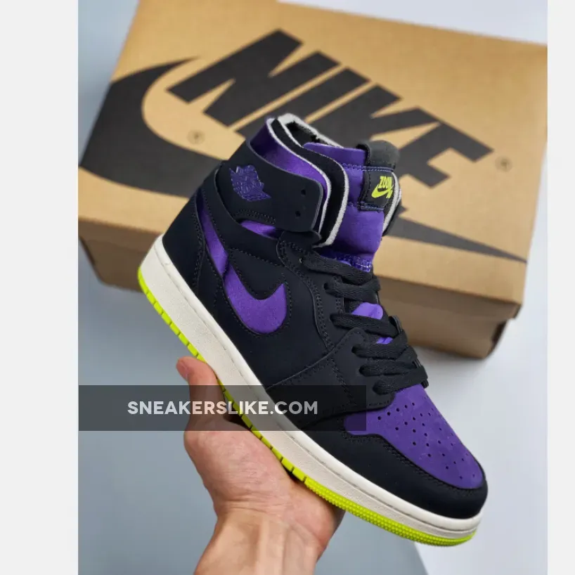 Air Jordan 1 Zoom Comfort 'Lemon Venom' AJ1 Black/Court Purple-Lemon Venom-Sail / air jordan 1 zoom black court purple