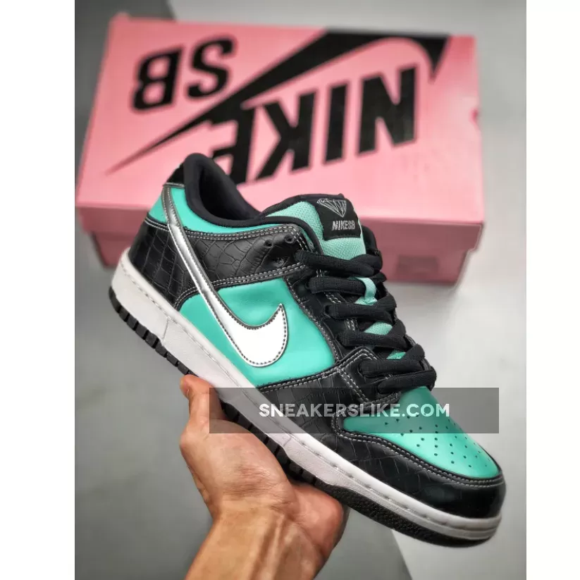 Nike Sb Dunk Low Pro 'Diamond Supply Co. – Tiffany' Aqua/Chrome #diamond supply co dunks