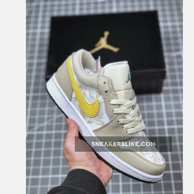 Air Jordan 1 Low Light Orewood Brown/Amarillo-White-Laser Blue Light Colored Jordan 1