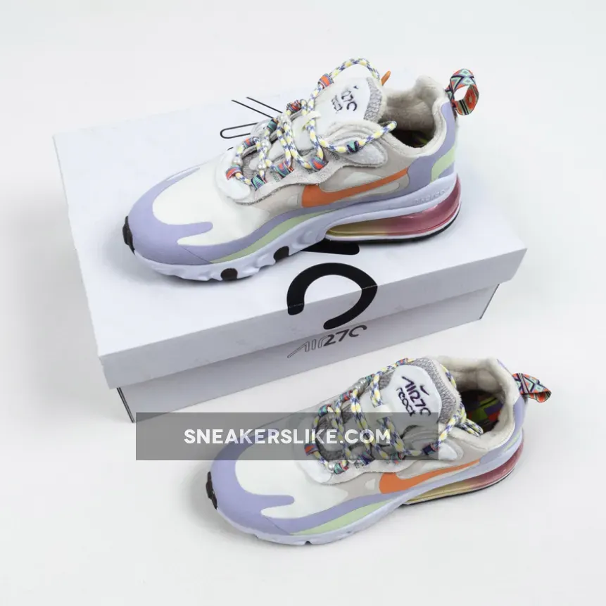 Womens Fleece-Lined Nike Air Max 270 React Cream/Purple/Orange / purple and orange air max