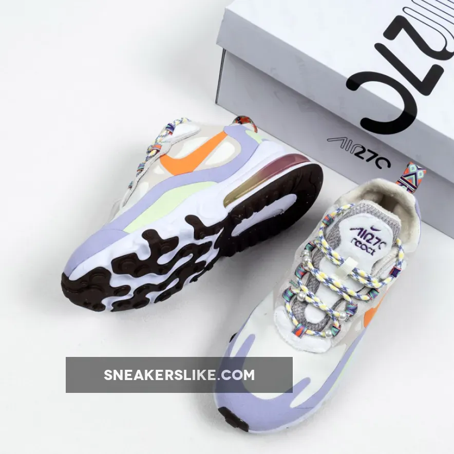 Womens Fleece-Lined Nike Air Max 270 React Cream/Purple/Orange / purple and orange air max
