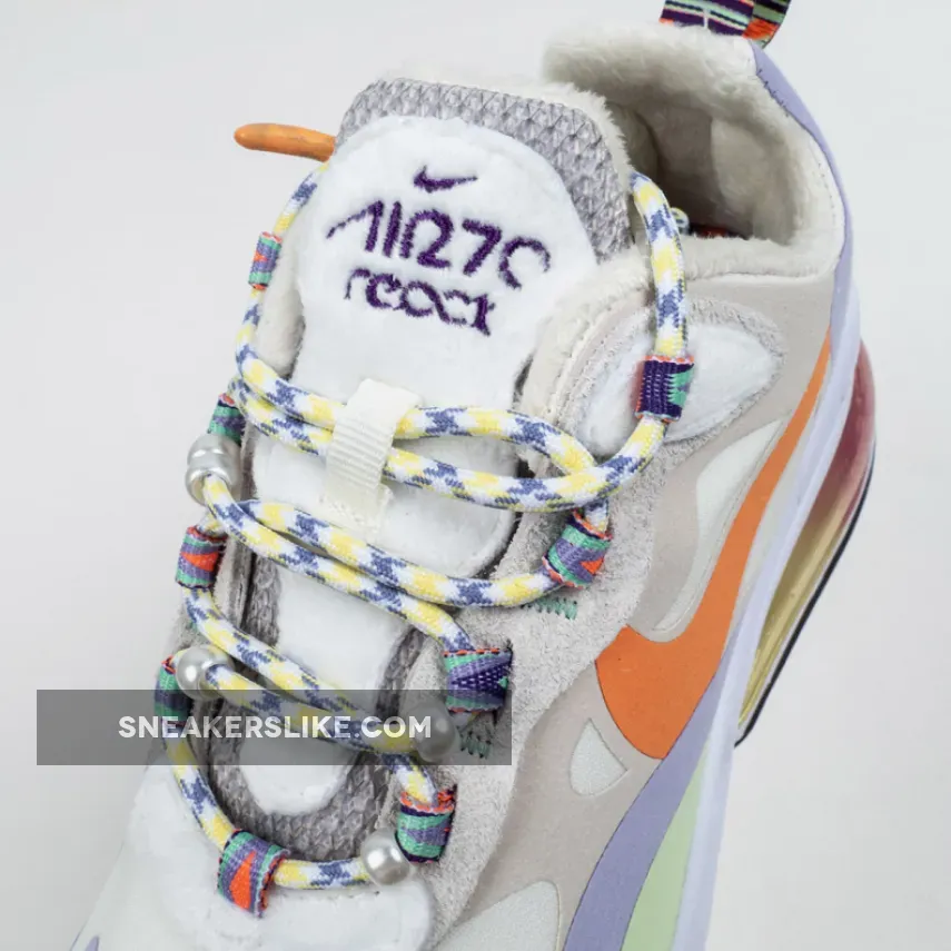 Womens Fleece-Lined Nike Air Max 270 React Cream/Purple/Orange / purple and orange air max