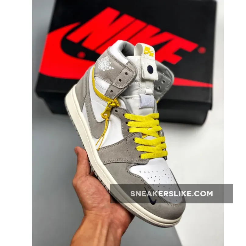 Air Jordan 1 High Switch White/Light Smoke Grey/Sail/Tour Yellow AJ1 - air jordan 1 high switch light smoke grey