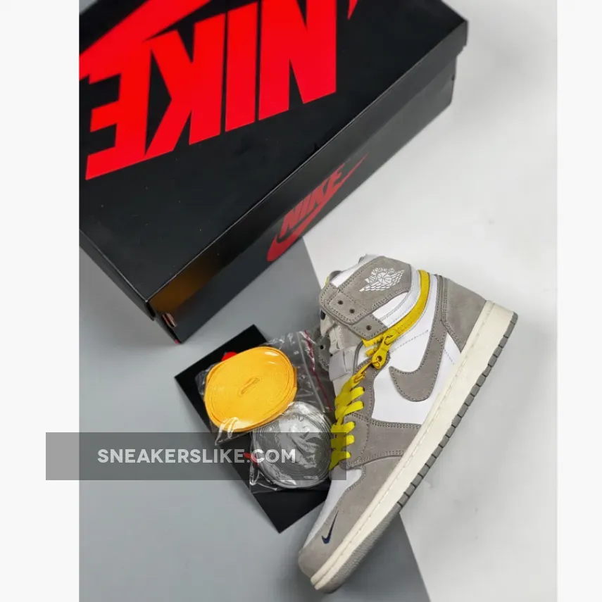 Air Jordan 1 High Switch White/Light Smoke Grey/Sail/Tour Yellow AJ1 - air jordan 1 high switch light smoke grey