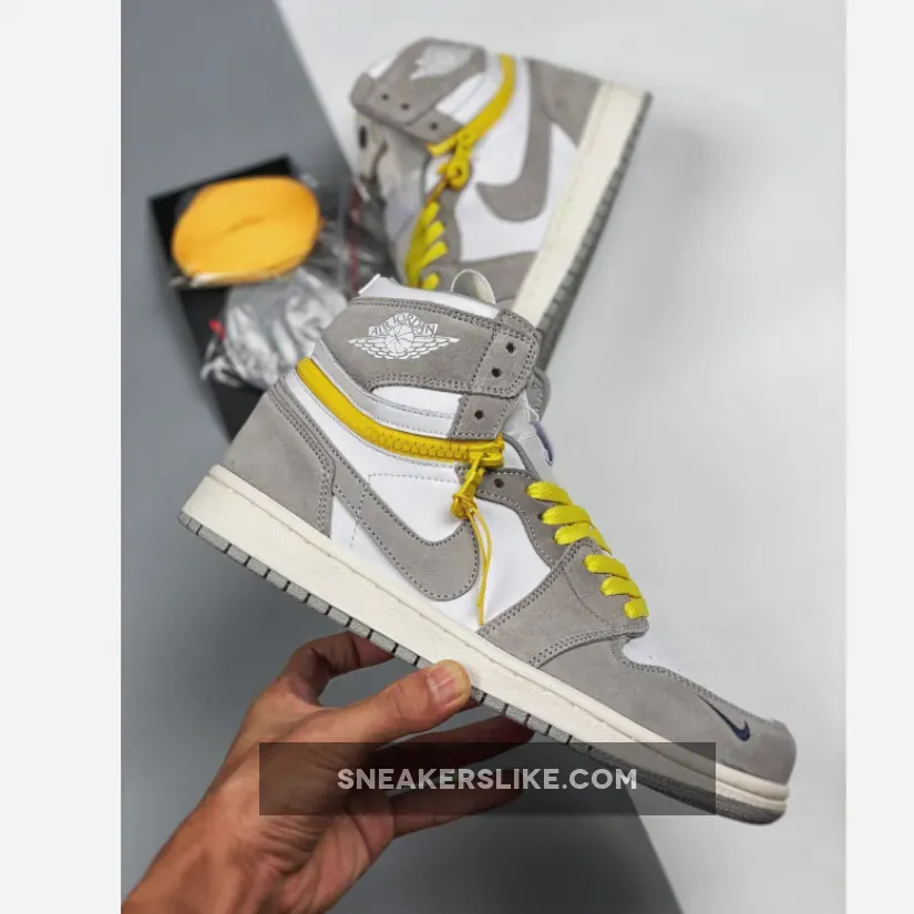 Air Jordan 1 High Switch White/Light Smoke Grey/Sail/Tour Yellow AJ1 - air jordan 1 high switch light smoke grey