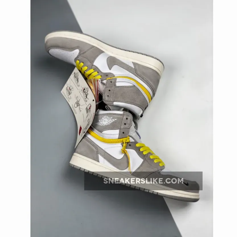 Air Jordan 1 High Switch White/Light Smoke Grey/Sail/Tour Yellow AJ1 - air jordan 1 high switch light smoke grey