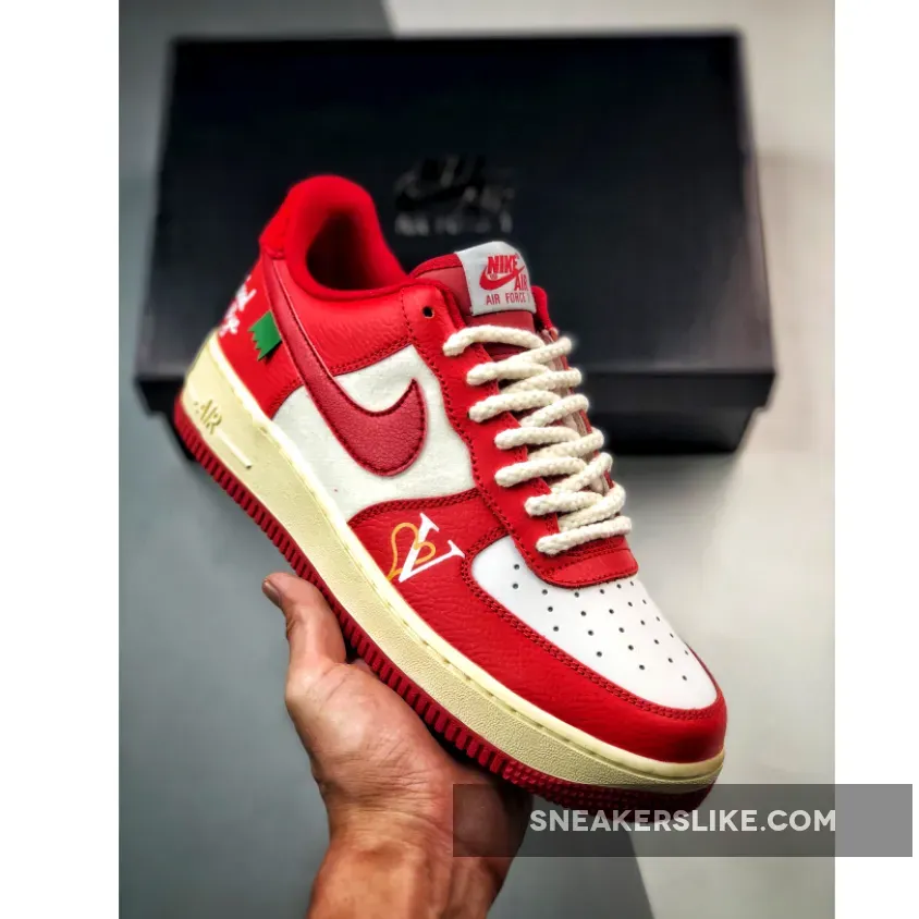 Custom Nike Air Force 1 Low 'Good Bye' Red White Nike Air Force 1 Bred
