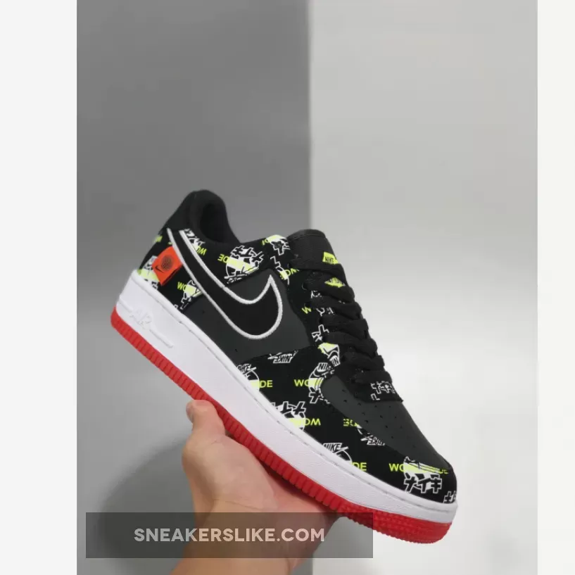 Nike Air Force 1 'Worldwide' Black/Green Strike/Flash Crimson DA1343-003 To Buy