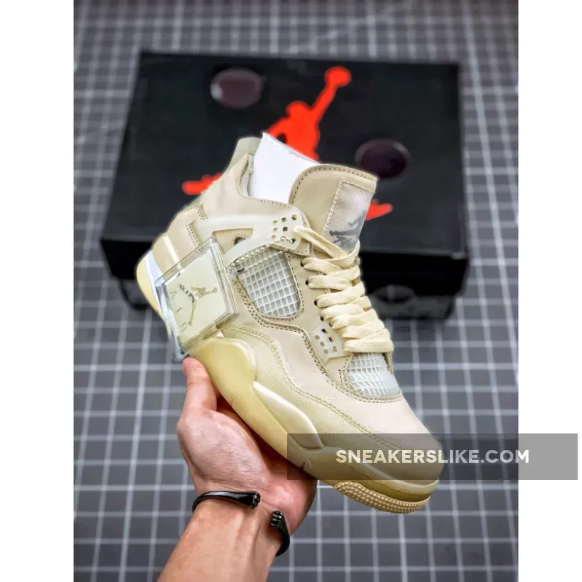 Off-White X Air Jordan 4 SP Sail/Muslin-White-Black Online