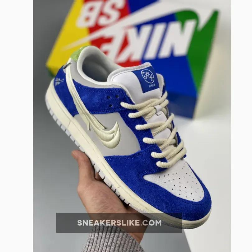 Fly Streetwear x Nike SB Dunk Low Game Royal/Sail-Grey Fog DQ5130-400 - where to buy sb dunks