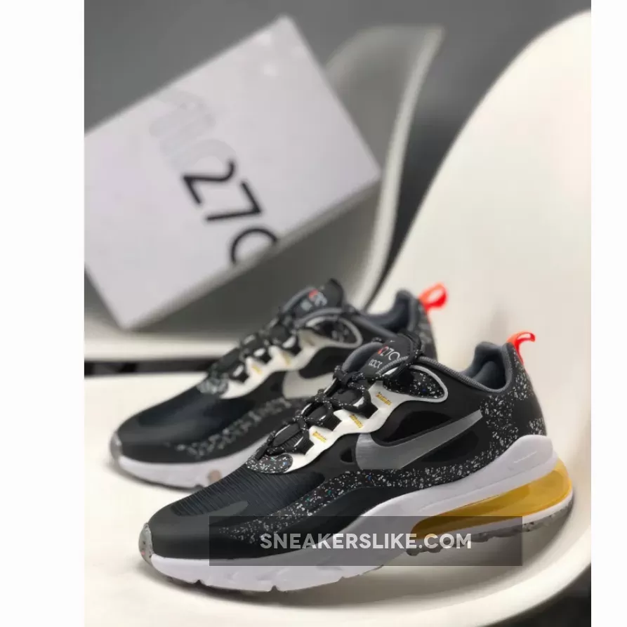 Nike Air Max 270 React Black Silver Orange CT1834-001 New Releases
